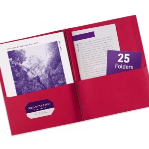 Avery Two Pocket Folders with 3 Prong Fasteners, Holds 70 Sheets, 25 Red Folders (47979)