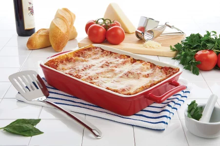 Mrs. Andersons Baking Oblong Rectangular Baking Dish Roasting Lasagna Pan, Ceramic, Rose, 13-Inches x 9-Inches x 2.5-Inches