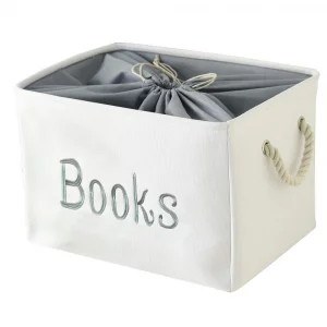 INough Book Basket for Kids Room, Book Storage Basket Book Organizer for Nursery Room Classroom Library Book Storage Box Collapsible Book Bins with D