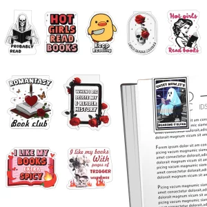 10Pcs Funny Magnetic Bookmarks Cute Magnet Page Clips for Book Reading, Spicy Fairytale Book Page Clips for Women Work Adults Travel School Teacher O