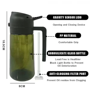 HWHIEUAIK Kitchen Maiden 2 in 1 Oil Dispenser, 2024 New Kitchenmaiden 2 In 1 Oil Sprayer for Cooking?Olive Oil Dispenser Bottle Spray And Pour for Ai