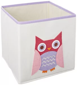 Whitmor Kids Pink Owl Canvas Collapsible Cube - 10 x 10 x 10 inches