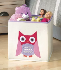Whitmor Kids Pink Owl Canvas Collapsible Cube - 10 x 10 x 10 inches