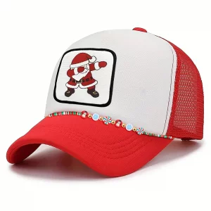 6PCS Trucker Hat Chains for Women Christmas Tree Snowflake Hat Charms for Baseball Cap Hat Xmas Beaded Hat Jewelry Accessories Christmas Party Decora