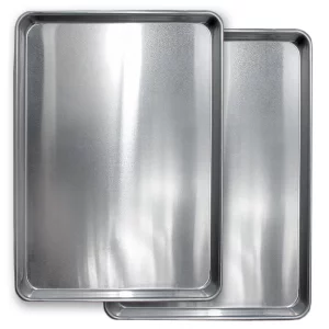 Commercial Quality Cookie Sheet Pan - 2 Pack Aluminum Half Sheet Baking Pan by Saffron & Sage Home Living - This 18x13 Baking Sheet Set is Rust & War