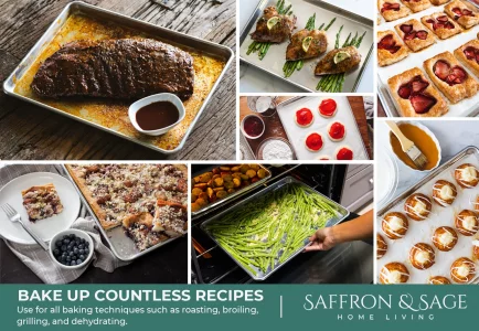 Commercial Quality Cookie Sheet Pan - 2 Pack Aluminum Half Sheet Baking Pan by Saffron & Sage Home Living - This 18x13 Baking Sheet Set is Rust & War