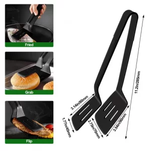 Silicone Kitchen Cooking Tongs, Premium Stainless Steel Silicone Barbecue Clamp, Multipurpose BBQ Clamp Spatula for Gripper Bread Clip, Fried Steak C