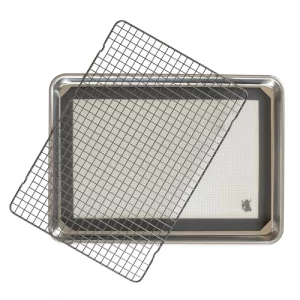 Nordic Ware Naturals Half Sheet Pan, Deluxe Silicone Liner and Cooling Rack, Cookie or Roasting Bakers Set