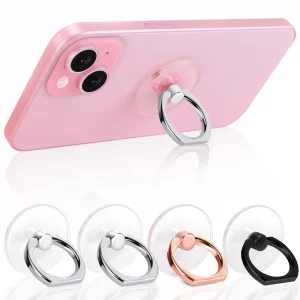 Jsoerpay Cell Phone Ring Holder, Transparent Ring Holder 360Rotation Finger Ring Stand, Clear Cell Phone Kickstand Compatible with Most of Phones, T