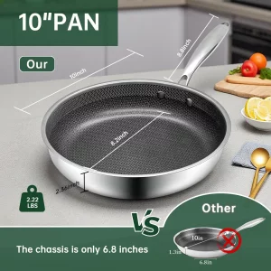housmat 10-Inch Nonstick Frying Pan, PFOA-Free Hybrid Skillet with Stay-Cool Handle & Oven Safe Dishwasher Safe, Compatible with All Stovetops Includ