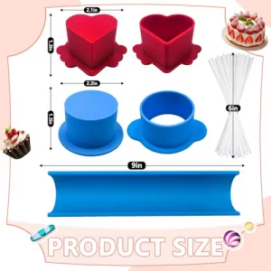 Circle and Heart Cake Pop Cutter and Pusher with 9in Tray 3D Printed Cake Pop Molds Shapes Press Set for Home Baking, Birthday Parties, Wedding Desse