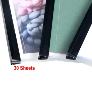 Outus 30 Pieces Binding Bars Slide Grip Binding Bars for Office Report Cover, A4 Size, 30 Sheets Capacity, 12 Inch (Black)