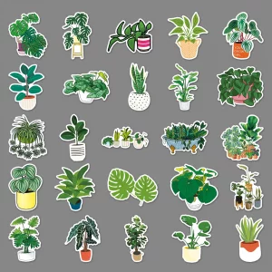 Thrcat Green Plant Stickers 100 Pack Laptop Stickers,Waterproof Stickers for Water Bottles,Skateboard,Diary Scrapbook,Phone-Graffiti Stickers Pack fo