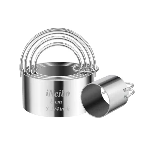 iNeibo Biscuit Cutter Set, Cookie Cutter, Round Shape Circle Scone Cutters, Pastry Dough Baking Cutter, Shapes Pastry Cutter for Dumpling Skin Cutter