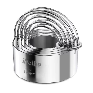 iNeibo Biscuit Cutter Set, Cookie Cutter, Round Shape Circle Scone Cutters, Pastry Dough Baking Cutter, Shapes Pastry Cutter for Dumpling Skin Cutter