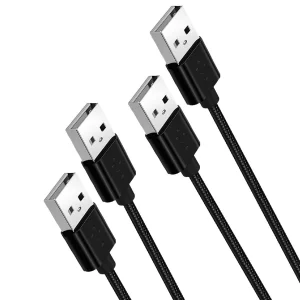 AICHESON 2 Pack Type A to Type A Male Cable for Laptop Cooling Pads - 2ft/60cm USB A to USB A Black for Laptop Cooler