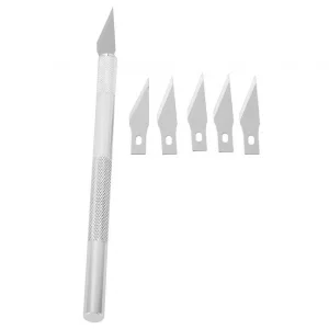 Art Knife, Carving Knife, Nonslip Stainless Steel Precision Knife Hobby Knife Wood Carving Artwork Craft Knife with 5 Spare Blades for Phone Repair, 