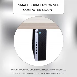 HumanCentric SFF Under Desk PC Mount and PC Wall Mount Bracket for Small Form Factor Desktop Tower, UPS Wall Mount Bracket, Adjustable CPU Holder wit