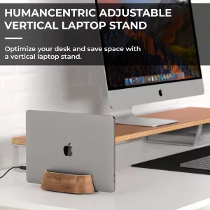 HumanCentric Vertical Laptop Stand in Black Walnut Wood, Upright Adjustable Holder and Dock, Laptop Vertical Stand Fits MacBook Pro and Other Laptops