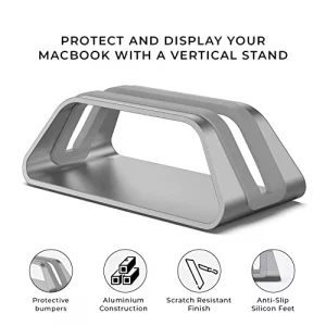HumanCentric Vertical Laptop Stand Compatible with MacBook Pro and MacBook Air, Holder for Personal Computer Desk Stand, Aluminium, Exchangeable Inse