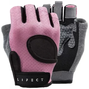LIFECT Essential Breathable Workout Gloves, Knuckle Weight Lifting Gloves with Curved Open Back, for Powerlifting, Gym, Crossfit, Women and Men (Pink