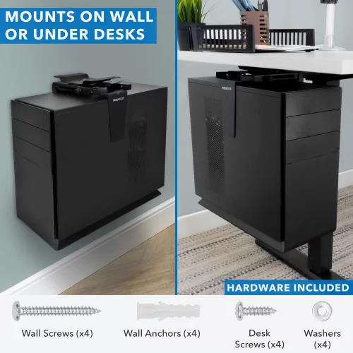 Computer Mount Chart Mount-It! CPU Under Desk Mount Bracket - Computer Tower Wall and Under ...