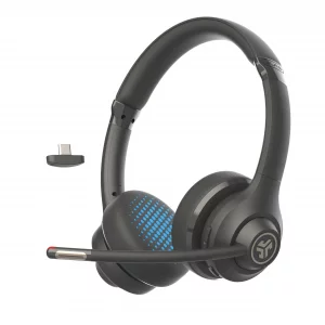 JLab Go Work Gen 2 Wireless Headsets with Microphone - 55+ Playtime PC Bluetooth Headset and Multipoint Connect to Laptop Computer and Mobile - Wired