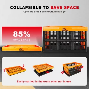 BIG RED Collapsible, Foldable, Stackable Storage Milk Crate Baskets with Handles: Ideal for Organizing Tools, Books, Food, Drinks, Camping & Transpor