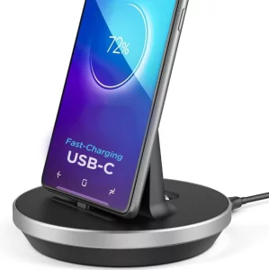 Encased Desktop Charging Stand for USB-C Phone and Tablets, Adjustable Case-Friendly Dock Station Charger, Super Fast Charge Compatible (Wired Type-C