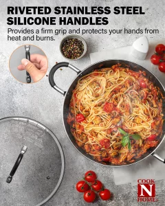 Cook N Home Pots and Pans Nonstick Kitchen Cookware Sets include Saucepan Frying Pan Stockpots 8-Piece, Heavy Gauge, Stay Cool Handle, Marble