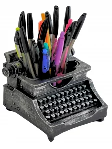 Bellaa 21413 Typewriter Pencil Holder Large Pen Desk Organizer Antiques Retro Shabby Chic Vintage Cup Creative Gift Writer Office Classroom Home Stud