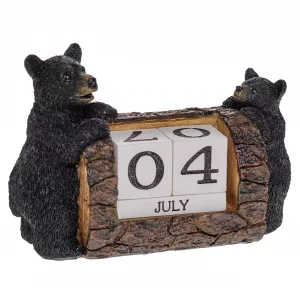 Pine Ridge Desk Calendar Blocks - Perpetual Calendar, Flip Month And Day Date Blocks, Rustic Calendars For Home, Office, Classroom And Decor (Black B