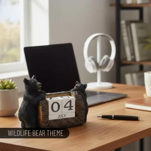 Pine Ridge Desk Calendar Blocks - Perpetual Calendar, Flip Month And Day Date Blocks, Rustic Calendars For Home, Office, Classroom And Decor (Black B