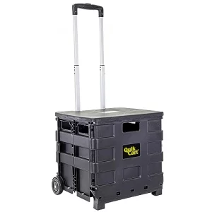 dbest products Quik Cart Sport Collapsible Rolling Crate on Wheels for Teachers Tote Basket 80 lbs Capacity, Made from Heavy Duty Plastic Used as a S