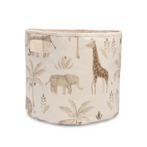 Crane Baby Safari Animal Nursery Storage Basket, Collapsible Fabric Toy Bin, Jungle Themed Organizer for Playroom, Gender Neutral Decor Safari Animal