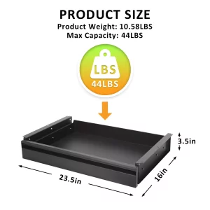 Under Desk Drawer For Desk 23.5 in, Pull out Storage Organizer with Slide Extension Mounted Under Flat Wooden Table or Workbench, Carbon Steel Hidden