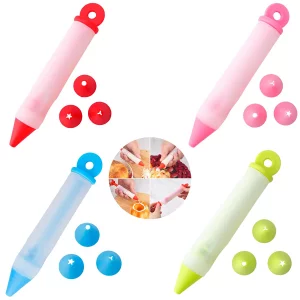 Pack of 4 Dessert Decorating Cake Decorating Pens Kit,Cake Decorating Syringe Cylinder Used for Chocolate Jam, Lettering, Drawing, and Cream Cake Bak