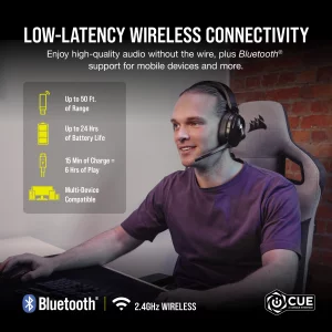 Corsair HS55 Wireless Multiplatform Lightweight Gaming Headset with Bluetooth - Dolby 7.1 Surround Sound Microphone - iCUE Compatible - PC, PS5, PS4,