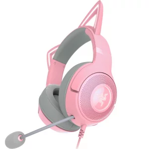 Razer Kraken Kitty V2 USB Wired Headset: Chroma RGB Kitty Ears - Stream Reactive Lighting - HyperClear Cardioid Mic - 40 mm Drivers - 7.1 Surround So