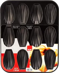 IBILI Madeleine Pan  12-Cup Non-Stick French Bakeware | Made in Spain | 12-Cavity Shell Shape Madeleine Cake Pan, Carbon Steel for Perfect Madeleine