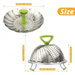 DEFUTAY Steamer Basket,Stainless Steel Vegetable Steamer Basket Folding,Folding Expandable Steamers(5.5