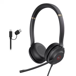 Yealink UH37 USB Headset with Noise Cancelling Mic, Wired for PC/Laptop, Teams Certified, USB-A & C Cables, Zoom Compatible