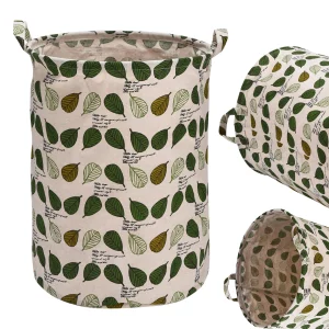 Bins & Things | Large Storage Toy Box Bin - Light Green Leaf Pattern - Baby Laundry Basket Bin - Lightweight and Collapsible Clothes Hamper Organizer