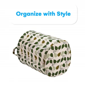 Bins & Things | Large Storage Toy Box Bin - Light Green Leaf Pattern - Baby Laundry Basket Bin - Lightweight and Collapsible Clothes Hamper Organizer