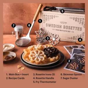 Swedish Rosettes Cooking Gift Set | Bunuelos Mold Baking Gifts for Mom Rosettes Iron Set with Handle for Chefs Funnel Cake Kit for Scandinavian Cooki