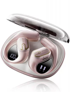 vnilrgle Open Ear Headphones 5.4 Bluetooth Sport Ear Buds with LED Digital Display IPX7 Waterproof, Wireless Earbuds Stereo Sound with 18.2mm Drivers