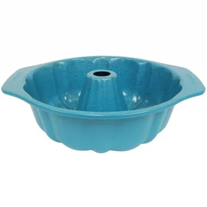 casaWare Fluted Cake Pan 9.5-inch (10-Cup) Ceramic Coated NonStick (Blue Granite)