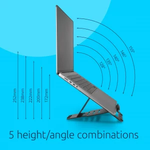 Kensington Adjustable Aluminum Laptop Stand for Desk, Ultra-Slim Lightweight Foldable Portable Notebook Holder, Anti-Slip Silicone Tablet Mount for 1