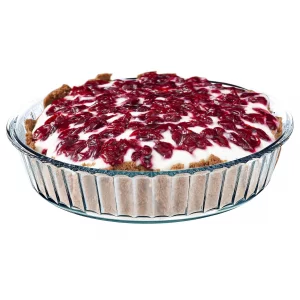 SIMAX Glass Pie Pan for Baking, 10.25 Inch Deep Round Pie Plate Dish Great For Apple, Pumpkin, Holiday Pies, Fluted Pie Holder, Oven Safe Tray, Boros