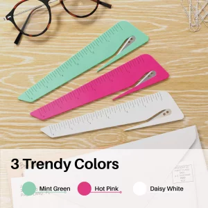 Uncommon Desks Ruler & Letter Opener Combo - Easy to Hold - Oversized Grip - Colorful 6 Inch Ruler - Envelope Opener w/Measuring Tool - Perfect for C